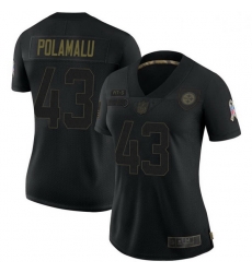 Women Pittsburgh Steelers Troy Polamalu Black Limited 2020 Salute To Service Jersey