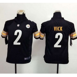 Nike Steelers #2 Michael Vick Black Team Color Youth Stitched NFL Elite Jersey