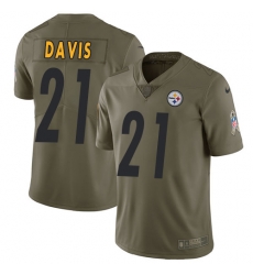 Nike Steelers #21 Sean Davis Olive Youth Stitched NFL Limited 2017 Salute to Service Jersey