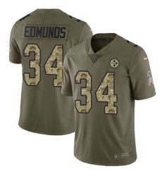 Nike Steelers #34 Terrell Edmunds Olive Camo Youth Stitched NFL Limited 2017 Salute to Service Jersey