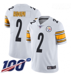 Steelers #2 Mason Rudolph White Youth Stitched Football 100th Season Vapor Limited Jersey