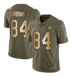 Youth Nike Pittsburgh Steelers 84 Antonio Brown Limited OliveGold 2017 Salute to Service NFL Jersey