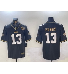 Men San Francisco 49ers 13 Brock Purdy Black Patch Vapor Limited Stitched Football Jersey