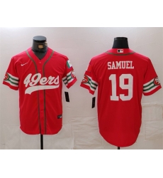 Men San Francisco 49ers 19 Deebo Samuel Red With Patch Cool Base Stitched Baseball Jersey