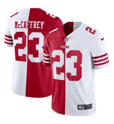 Men San Francisco 49ers 23 Christian McCaffrey Red  26 White Split Limited Stitched Jersey