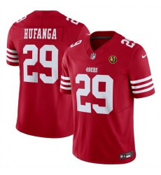 Men San Francisco 49ers 29 Talanoa Hufanga Red 2023 F U S E  With John Madden Patch Vapor Limited Stitched Football Jersey