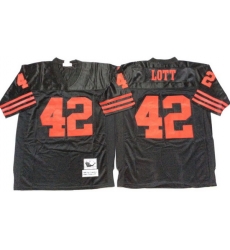 Men San Francisco 49ers 42 Ronnie Lott Black M&N Throwback Jersey