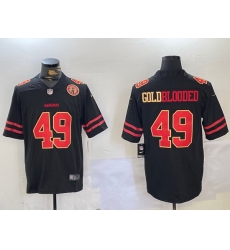 Men San Francisco 49ers 49 GoldBlooded Black Stitched Jersey 2