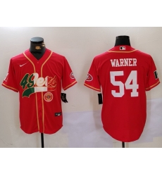 Men San Francisco 49ers 54 Fred Warner Red With Patch Cool Base Stitched Baseball Jersey