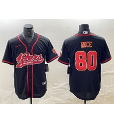 Men San Francisco 49ers 80 Jerry Rice Black With Patch Cool Base Stitched Baseball Jersey