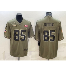 Men San Francisco 49ers 85 George Kittle Olive 2022 Salute To Service Limited Stitched Jersey