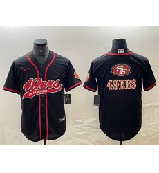 Men San Francisco 49ers Black Team Big Logo With Patch Cool Base Stitched Baseball Jersey