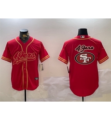 Men San Francisco 49ers Team Big Logo Red Cool Base Stitched Baseball Jersey 1