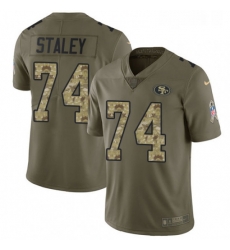 Mens Nike San Francisco 49ers 74 Joe Staley Limited OliveCamo 2017 Salute to Service NFL Jersey