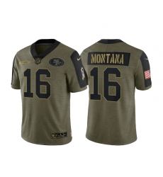 Men's San Francisco 49ers #16 Joe Montana 2021 Salute To Service Limited Jersey