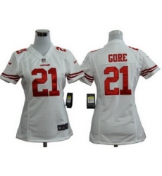 Women Nike San Francisco 49ers 21 Gore White Nike NFL Jerseys