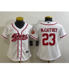 Women San Francisco 49ers 23 Christian McCaffrey White With Patch Cool Base Stitched Baseball Jersey