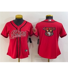 Women San Francisco 49ers Red Team Big Logo With Patch Cool Base Stitched Baseball Jersey