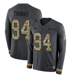 Nike 49ers #94 Solomon Thomas Anthracite Salute to Service Youth Long Sleeve Jersey