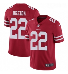 Youth Nike San Francisco 49ers 22 Matt Breida Red Team Color Vapor Untouchable Elite Player NFL Jersey