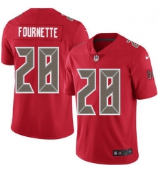 Men Tampa Bay Buccaneers 28 Leonard Fournette Red Men Stitched NFL Limited Rush Jersey