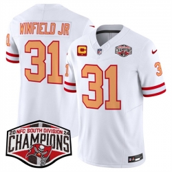 Men Tampa Bay Buccaneers 31 Antoine Winfield Jr  White F U S E  2024 NFC South Champions With 1 Star C Patch Limited Stitched Jersey