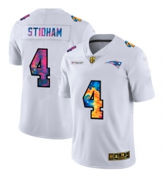 New England Patriots 4 Jarrett Stidham Men White Nike Multi Color 2020 NFL Crucial Catch Limited NFL Jersey