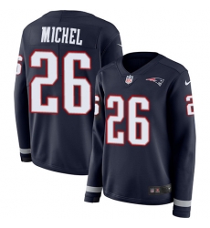 Nike Patriots #26 Sony Michel Navy Blue Team Color Women Stitched Jersey