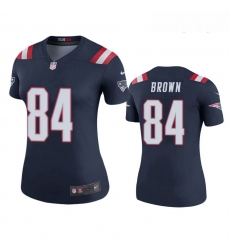 Women Nike New England Patriots 84 Antonio Brown Navy Blue Rush Jersey