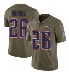 Nike Patriots #26 Sony Michel Olive Youth Stitched NFL Limited 2017 Salute to Service Jersey