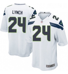 Mens Nike Seattle Seahawks 24 Marshawn Lynch Game White NFL Jersey