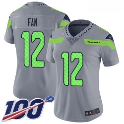 Seahawks #12 Fan Silver Women Stitched Football Limited Inverted Legend 100th Season Jersey