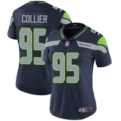 Seahawks 95 L J  Collier Steel Blue Team Color Women Stitched Football Vapor Untouchable Limited Jersey