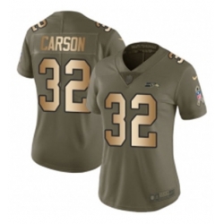 Womens Nike Seattle Seahawks 32 Chris Carson Limited OliveGold 2017 Salute to Service NFL Jersey