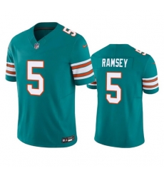 Men Miami Dolphins 5 Jalen Ramsey Aqua 2023 F U S E Vapor Limited Stitched Football Jersey