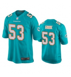 Men Miami Dolphins 53 Cameron Goode Aqua Stitched Football Jersey