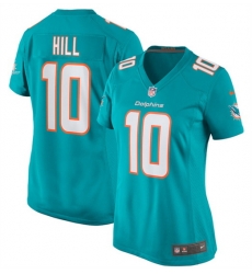 Women Miami Dolphins 10 Tyreek Hill Aqua Vapor Untouchable Stitched Jersey