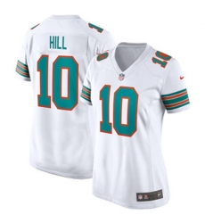 Women Miami Dolphins 10 Tyreek Hill White Thrwoback Vapor Untouchable Stitched Jersey