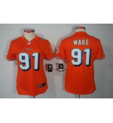 Women Nike Miami Dolphins 91# Cameron Wake Orange Color[NIKE LIMITED Jersey]