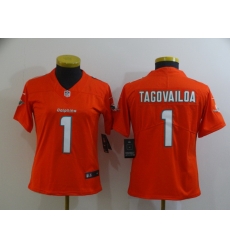 Women Nike Miami Dolphins Tua Tagovailoa 1 Orange Limited Jersey