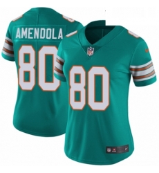 Womens Nike Miami Dolphins 80 Danny Amendola Aqua Green Alternate Vapor Untouchable Elite Player NFL Jersey