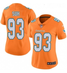 Womens Nike Miami Dolphins 93 Ndamukong Suh Limited Orange Rush Vapor Untouchable NFL Jersey