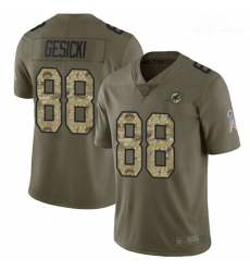 Dolphins #88 Mike Gesicki Olive Camo Youth Stitched Football Limited 2017 Salute to Service Jersey