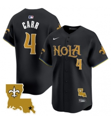 Men New Orleans Saints 4 Derek Carr Black Cool Base Stitched Baseball Jersey