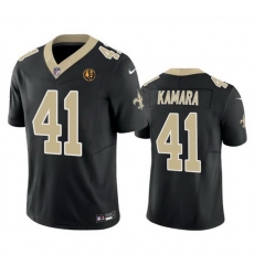 Men New Orleans Saints 41 Alvin Kamara Black 2023 F U S E  With John Madden Patch Vapor Limited Stitched Football Jersey