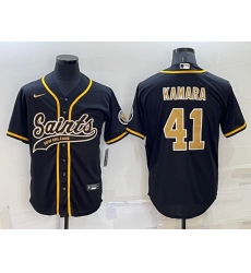 Men New Orleans Saints 41 Alvin Kamara Black Stitched MLB Cool Base Nike Baseball Jersey