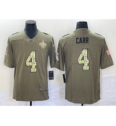 Men's New Orleans Saints #4 Derek Carr Olive With Camo 2017 Salute To Service Stitched NFL Nike Limited Jersey