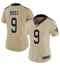 Saints #9 Drew Brees Gold Women Stitched Football Limited Inverted Legend Jersey