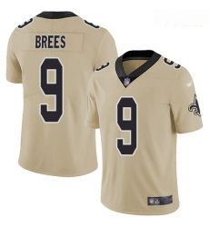 Saints #9 Drew Brees Gold Youth Stitched Football Limited Inverted Legend Jersey