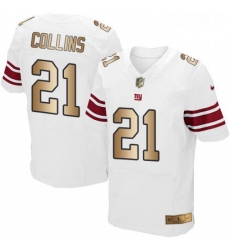 Mens Nike New York Giants 21 Landon Collins Elite WhiteGold NFL Jersey